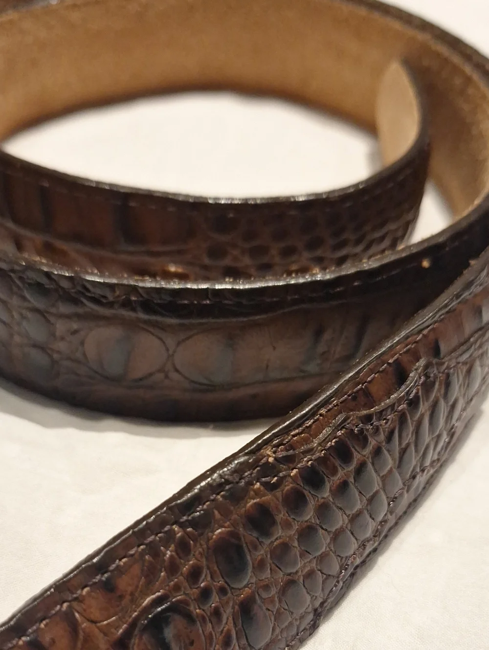 Tony Lama Men's Brown Croc-Embossed Leather Belt